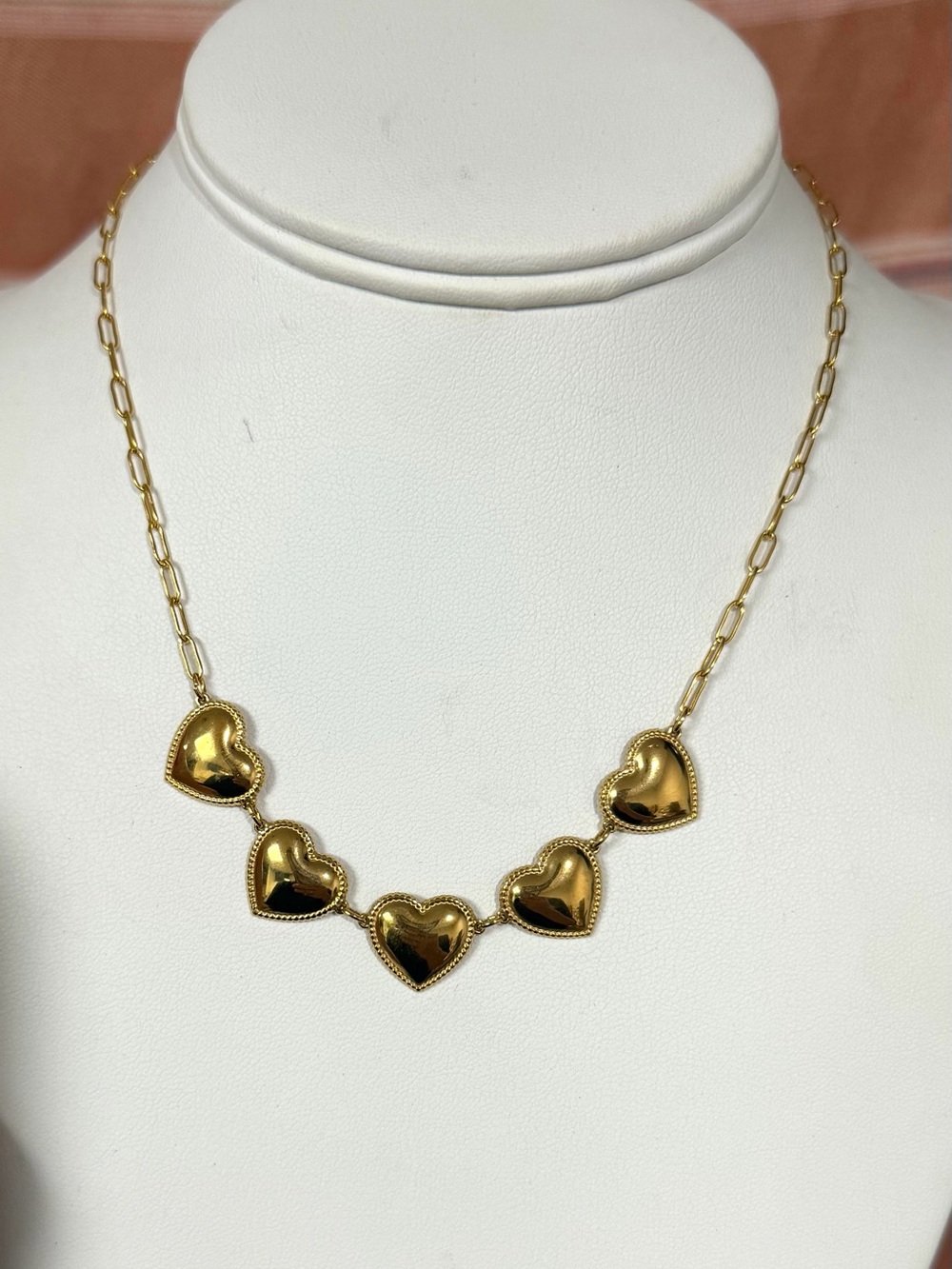 Gold Heart Link Necklace - 14-16”